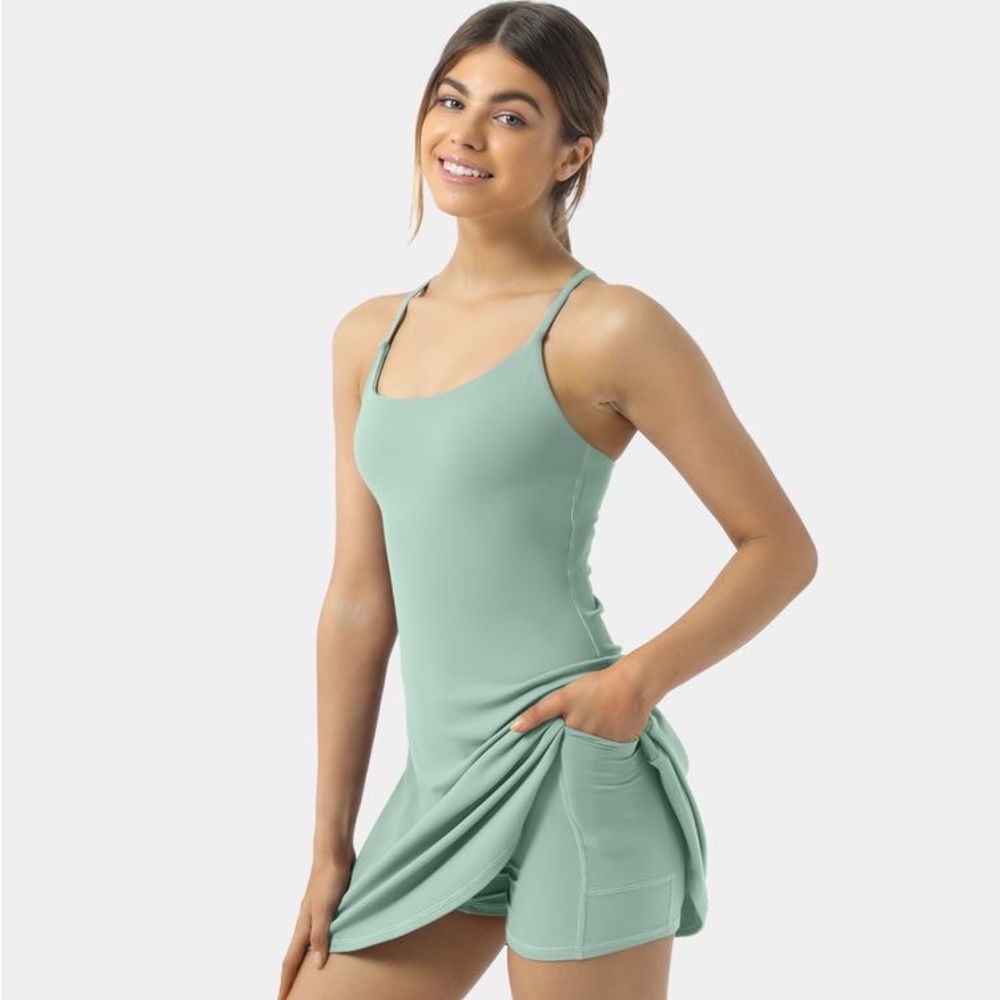 Halara Everyday Cloudful® Backless 2-in-1 Flare Activity Dress-Wannabe